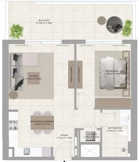 Floor plan, 1 Bed, 899 sq ft