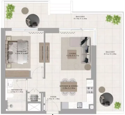 Floor plan, 1 Bed, 1,127 sq ft
