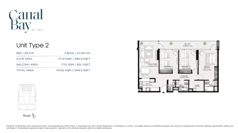 Floor plan, 3 Beds, 1,449 sq ft