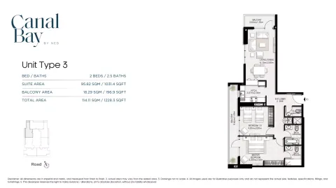 Floor plan, 2 Beds, 1,228 sq ft
