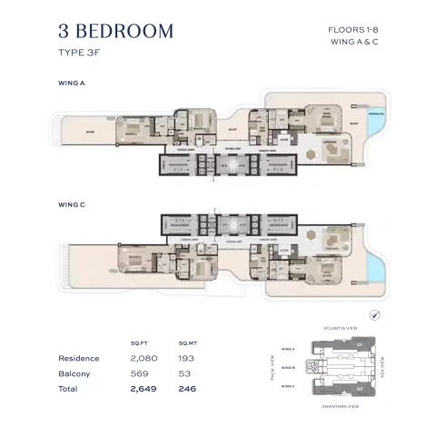 Floor plan, 3 Beds, 2,649 sq ft
