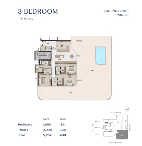 Floor plan, 3 Beds, 5,257 sq ft