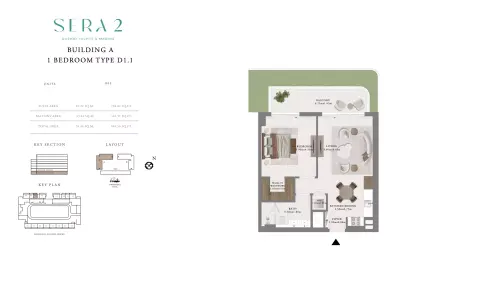 Floor plan, 1 Bed, 844 sq ft