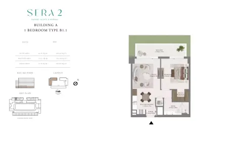Floor plan, 1 Bed, 834 sq ft