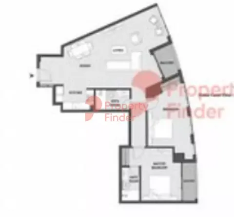 Floor plan, 1 Bed, 1,217 sq ft