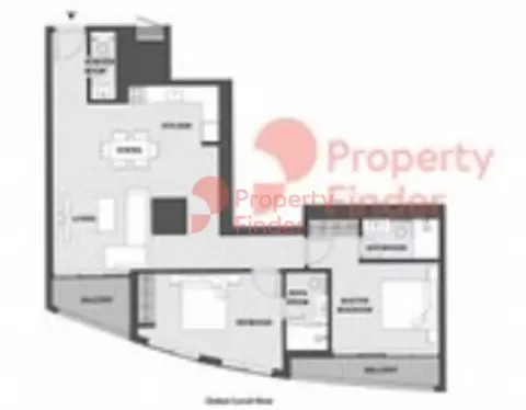 Floor plan, 2 Beds, 1,116 sq ft