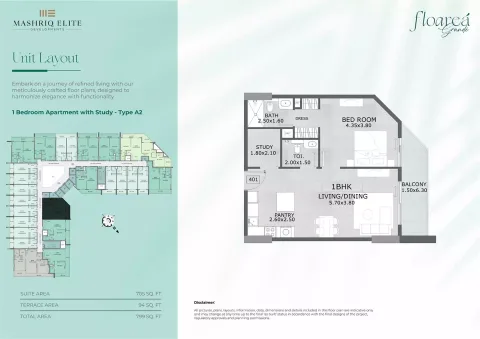 Floor plan, 1 Bed, 799 sq ft