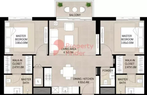 Floor plan, 2 Beds, 0 sq ft