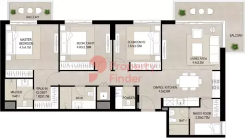 Floor plan, 3 Beds, 0 sq ft
