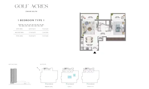 Floor plan, 1 Bed, 756 sq ft