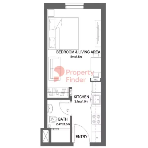 Floor plan, Studio, 279 sq ft