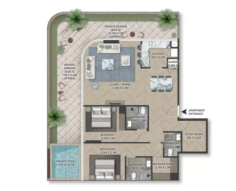 Floor plan, 2 Beds, 1,759 sq ft