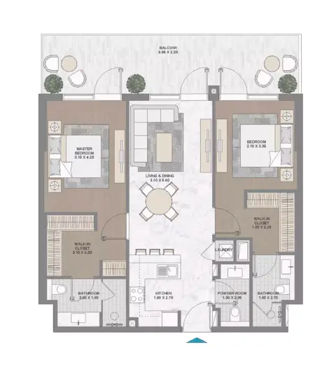 Floor plan, 2 Beds, 1,142 sq ft