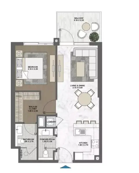 Floor plan, 1 Bed, 0 sq ft