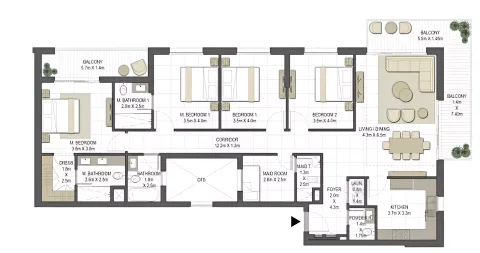 Floor plan, 4 Beds, 2,176 sq ft