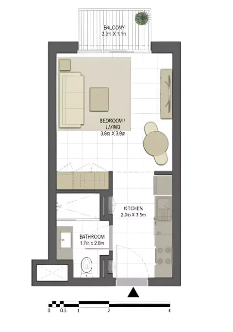 Floor plan, Studio, 377 sq ft