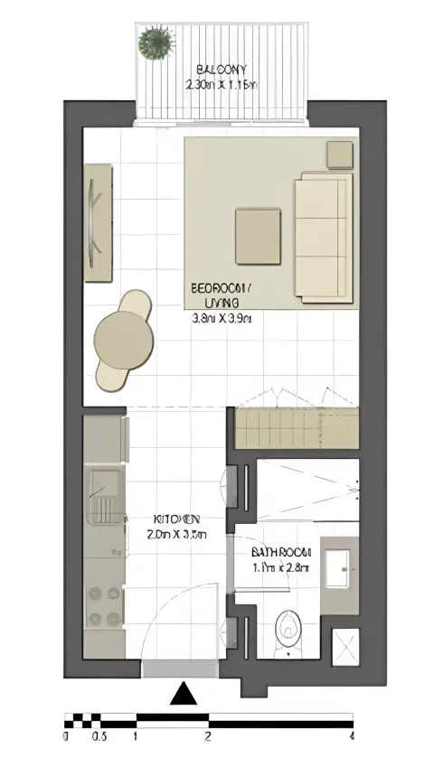 Floor plan, Studio, 389 sq ft