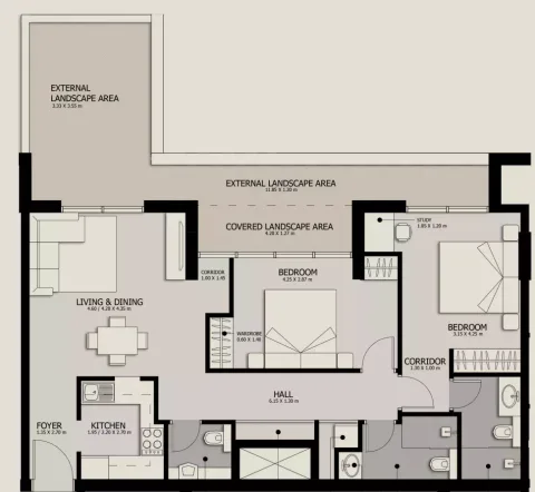 Floor plan, 2 Beds, 0 sq ft