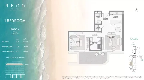 Floor plan, 1 Bed, 992 sq ft