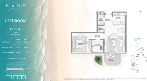 Floor plan, 1 Bed, 926 sq ft