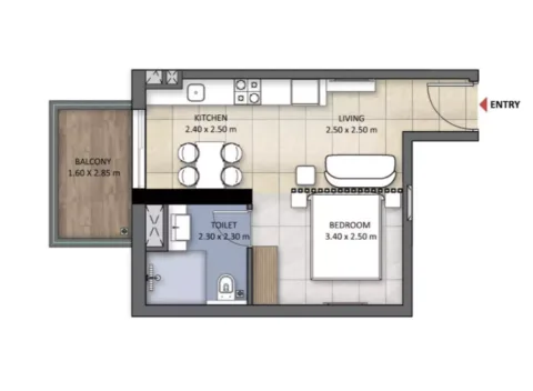 Floor plan, Studio, 415 sq ft