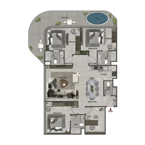 Floor plan, 3 Beds, 1,676 sq ft