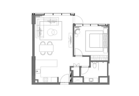 Floor plan, 1 Bed, 0 sq ft