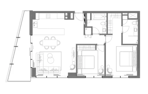 Floor plan, 2 Beds, 0 sq ft