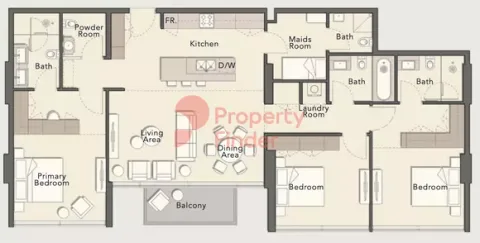 Floor plan, 3 Beds, 1,670 sq ft