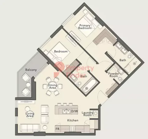 Floor plan, 2 Beds, 1,204 sq ft