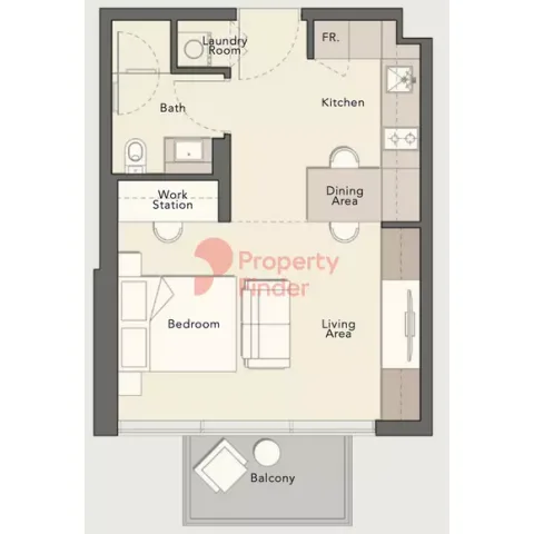 Floor plan, Studio, 451 sq ft