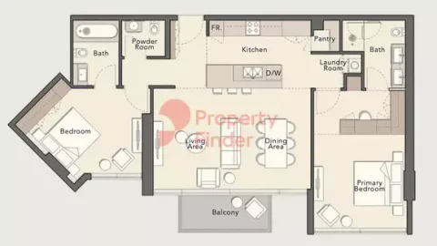Floor plan, 2 Beds, 1,254 sq ft