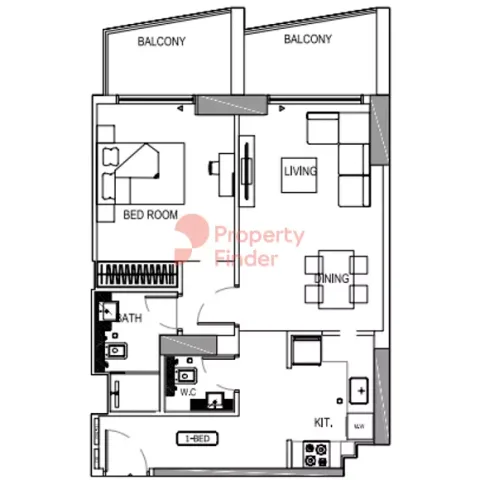 Floor plan, 1 Bed, 0 sq ft