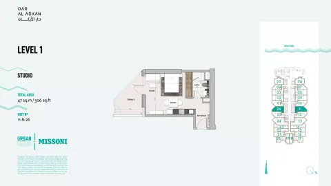 Floor plan, Studio, 506 sq ft