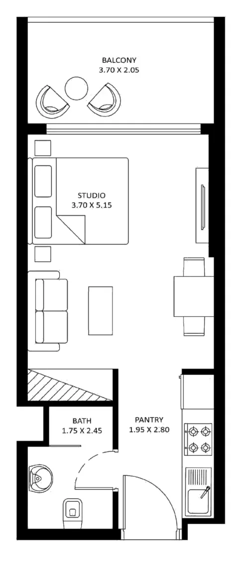 Floor plan, Studio, 379 sq ft