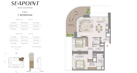 Floor plan, 2 Beds, 1,360 sq ft