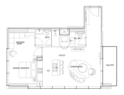 Floor plan, 1 Bed, 917 sq ft