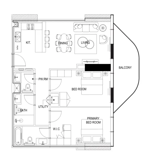 Floor plan, 2 Beds, 1,114 sq ft