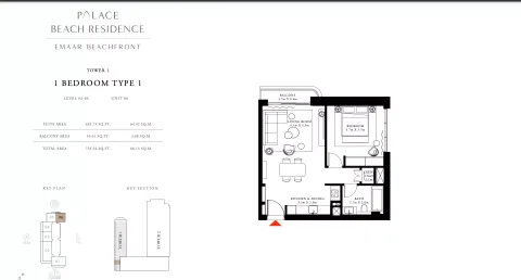 Floor plan, 1 Bed, 733 sq ft