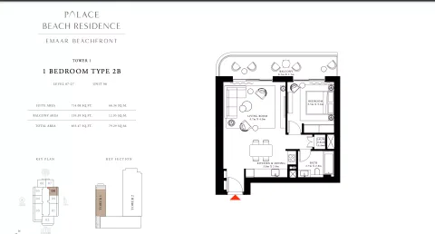 Floor plan, 1 Bed, 853 sq ft