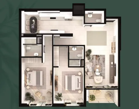 Floor plan, 2 Beds, 1,175 sq ft