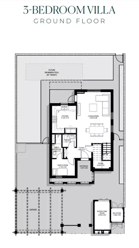 Floor plan, 3 Beds, 0 sq ft