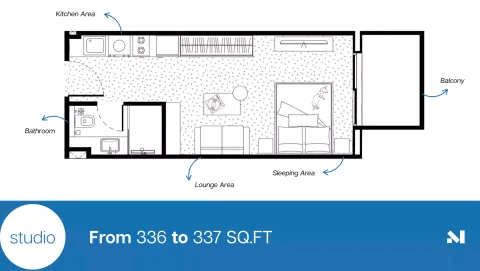 Floor plan, Studio, 336 sq ft