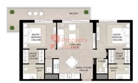 Floor plan, 2 Beds, 1,072 sq ft