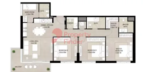 Floor plan, 3 Beds, 1,491 sq ft