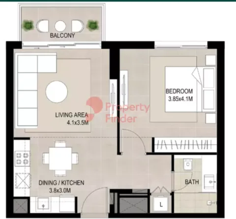 Floor plan, 1 Bed, 643 sq ft