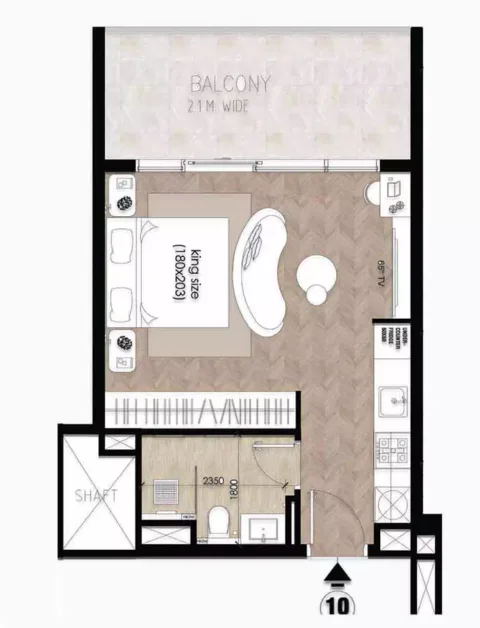 Floor plan, Studio, 455 sq ft