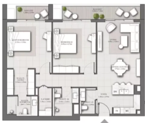 Floor plan, 2 Beds, 1,363 sq ft
