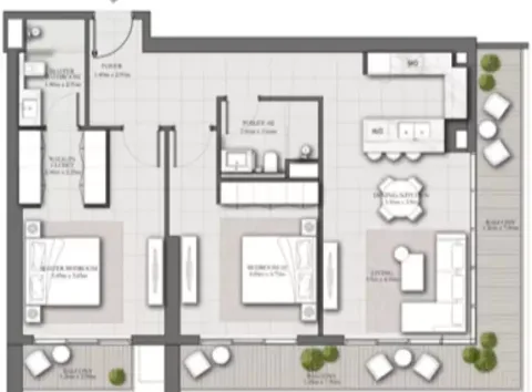 Floor plan, 2 Beds, 1,364 sq ft