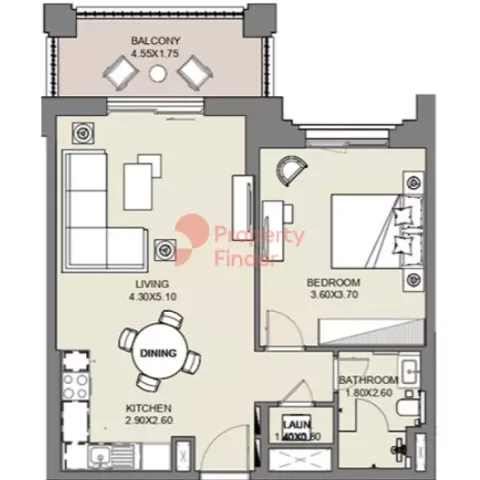 Floor plan, 1 Bed, 753 sq ft